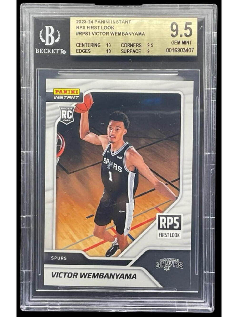 2023-24 Panini Instant Victor Wembanyama RPS Rookie #RPS-1 RC BGS 9.5 Gem Mint